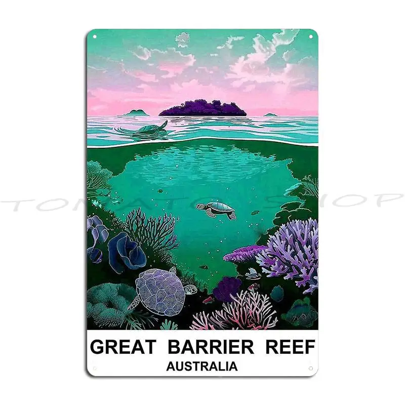Great Barrier Reef Australia Travel And Tourism Metal Sign Vintage Create Party Club Character Tin Sign Poster