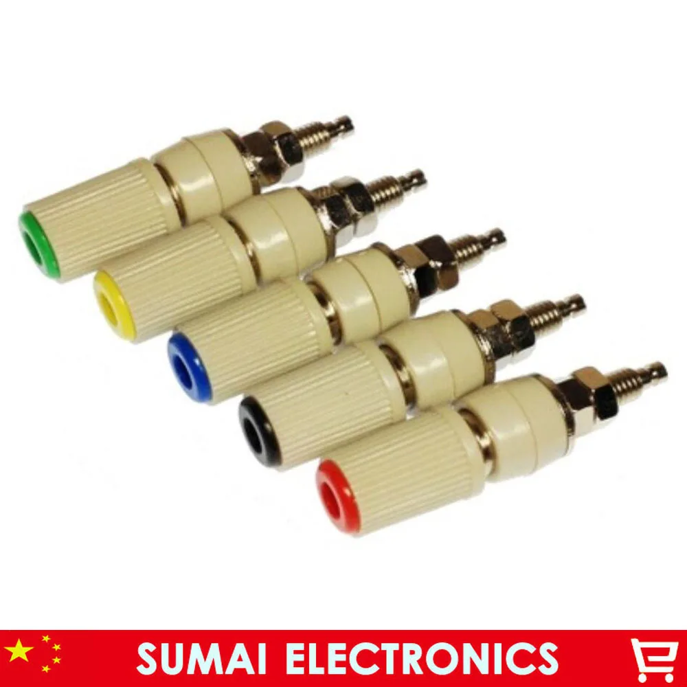 High Quality five color 4mm binding post/terminal,4mm Socket/jack,brass 4mm M5 socket,24A/30VAC-60VDC