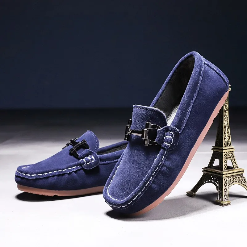 Four seasons soybean shoes Children's fall and winter British style leather shoes Children's trend thickened fluffy shoes