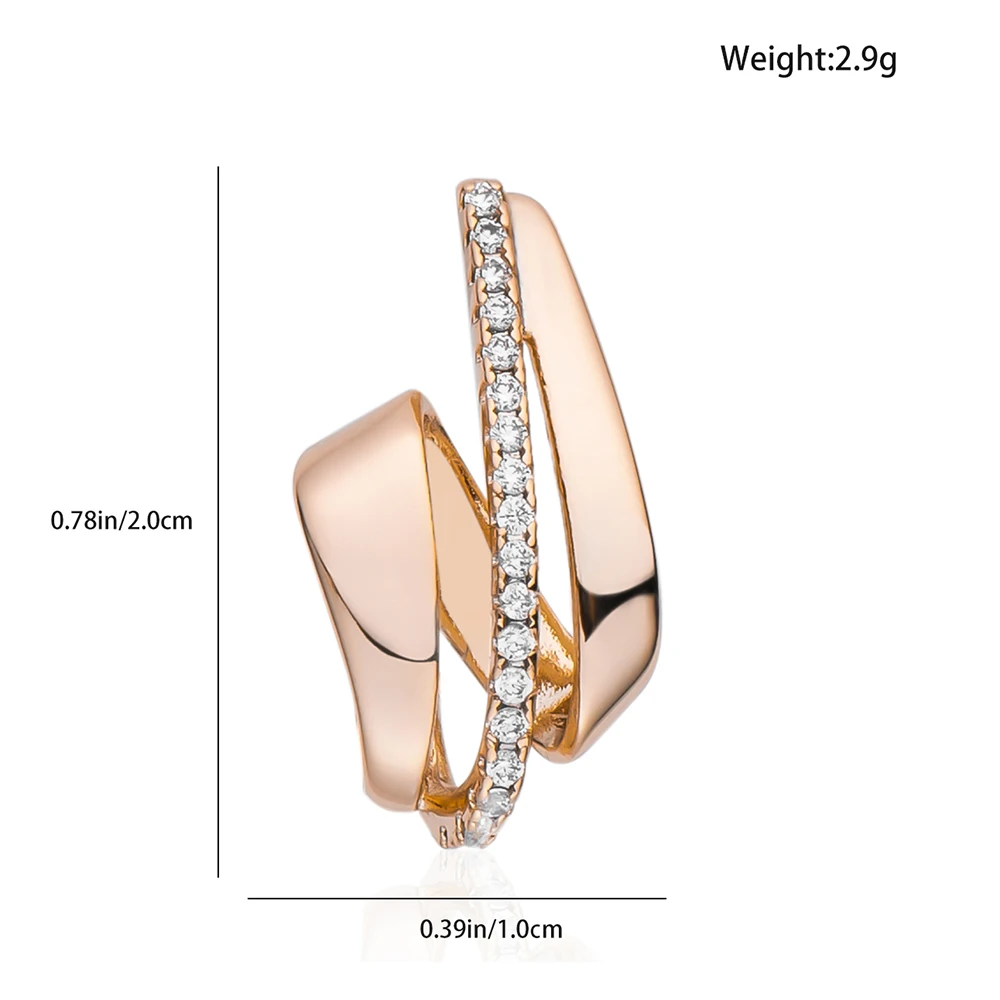 Harong Minimalist Geometric Rose Gold Color Earrings Luxury Copper Hypoallergenic Crystal Ear Rings Feminine Jewelry for Women