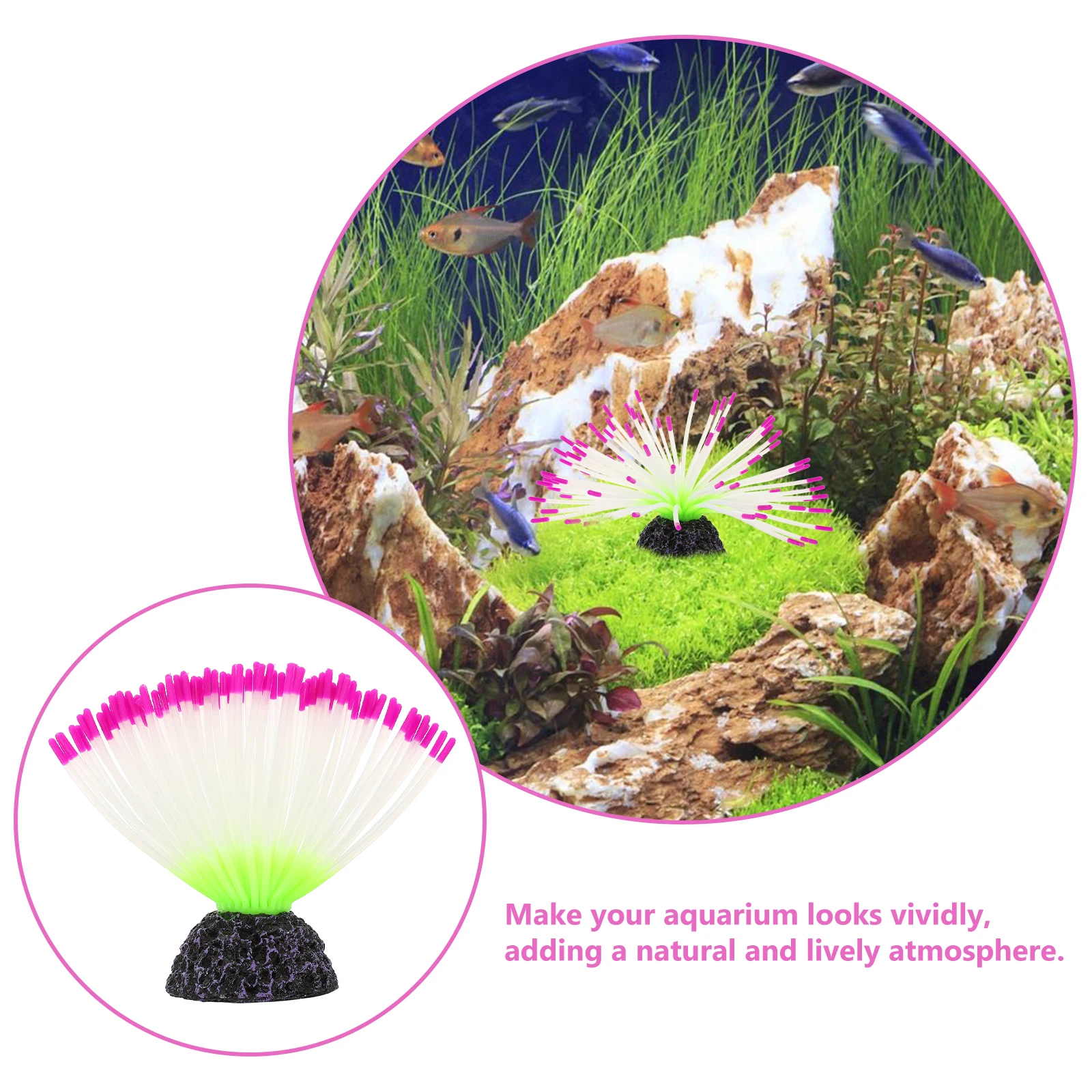 

Artificial Coral Reef Fluorescent Aquatic Plants Fake Decorative Water Aquarium Decor Vivid Plant nament Resin Base Safe Non