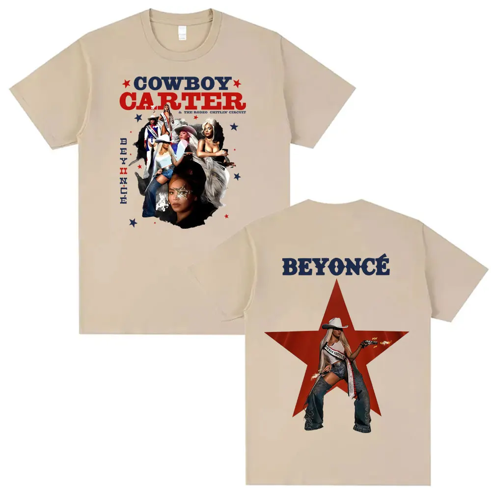 بيونسيه كاوبوي كارتر جولة 2025 غطاء تي شيرت الرجال النساء خمر الهيب هوب المتضخم تي شيرت الصيف 100% القطن تي شيرت الشارع الشهير
