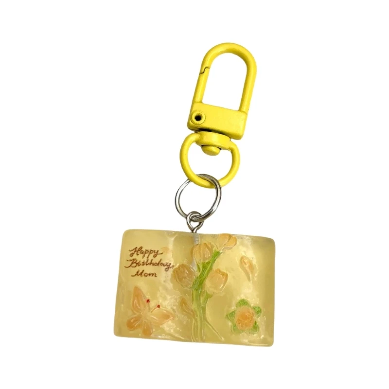 N58F Butterfly Flower Keychain Fashionable School Supplies Charm Birthday Present