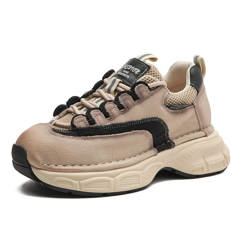 

4cm Air Mesh Genuine Leather Women Boots Motorcycle Fashion Moccasins Summer Chunky Sneaker Loafer Ankle Booties Shoes