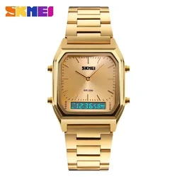 SKMEI-Reloj de pulsera de cuarzo para hombre, cronógrafo deportivo Digital de doble horario, resistente al agua, 3bar, informal, a la moda, 1220