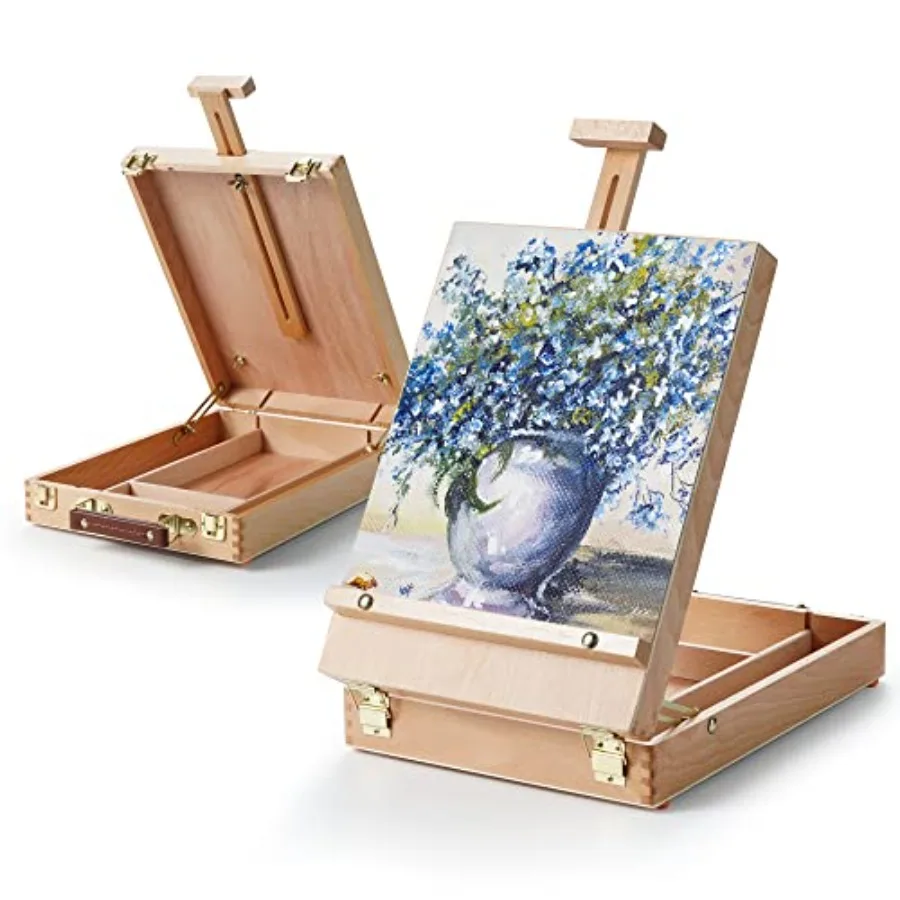 

ARTIFY Adjustable Beechwood Tabletop Painting Easel Wooden Sketch Box Easel Desktop Artist Easel for Drawing Easel Box