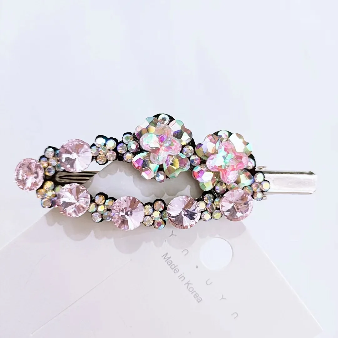 Crystal color flower duck clip hairpin pure and fresh and sweet the drill clamp clip headdress