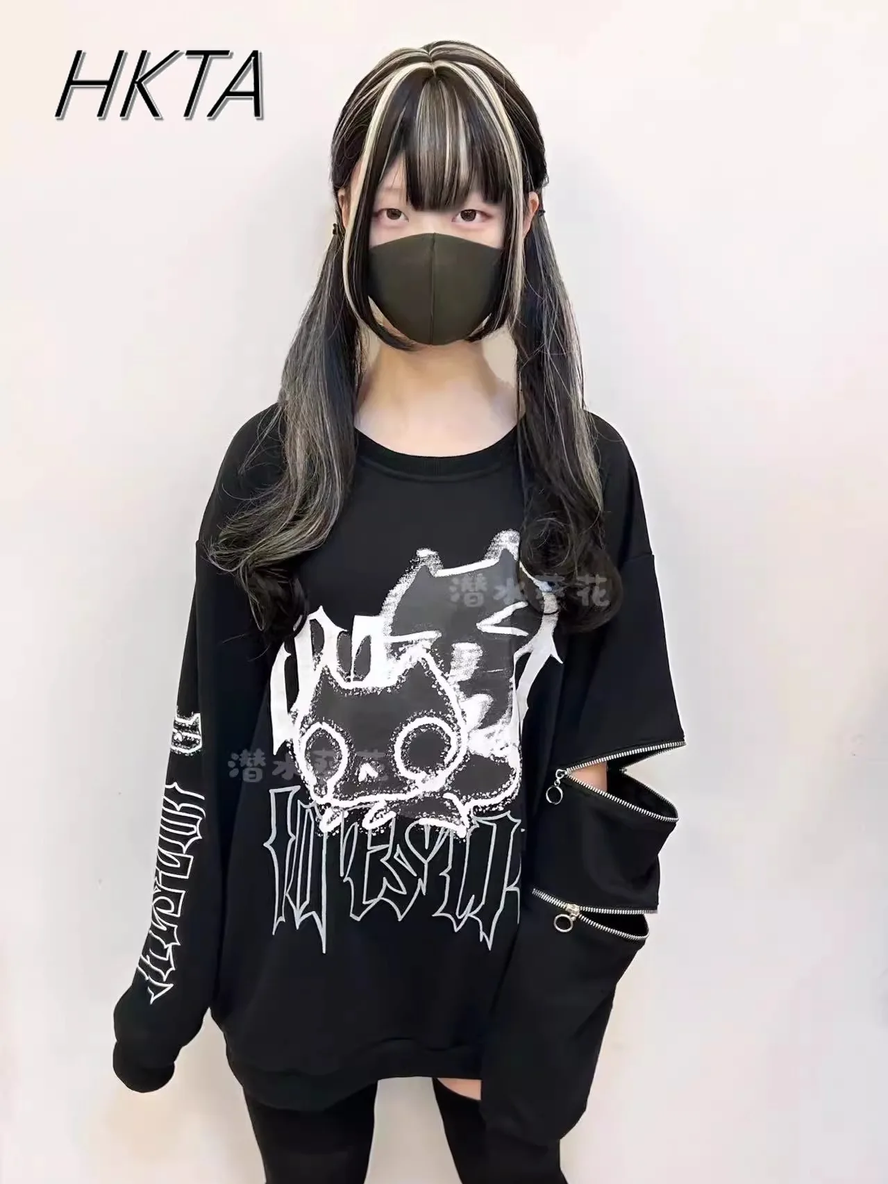 

Punk Japanese Original Zipper Long-sleeved Sweatshirt Top Cute Subculture Two-dimensional Hoodies Coat Jacket New Autumn Clothes