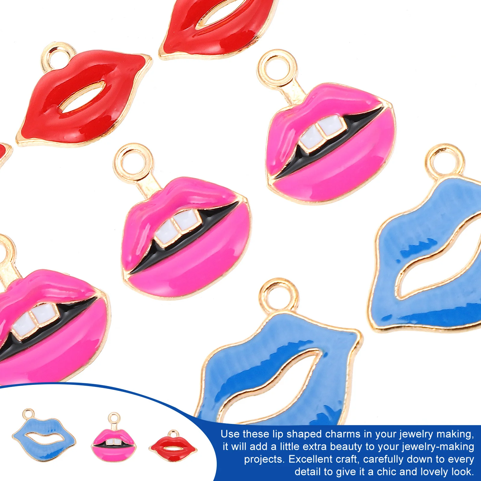 

30Pcs Exquisite Lip Charm Pendants Metal Alloy Lips Shape Accessories for Jewelry Making Necklace Bracelet Earrings Gifts