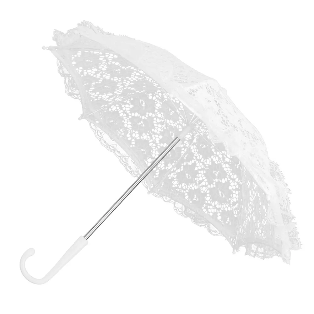 Craft White Umbrella Floral Lace Vintage Parasol Embroidery Umbrella Vintage Bridal Umbrella Wedding view 5
