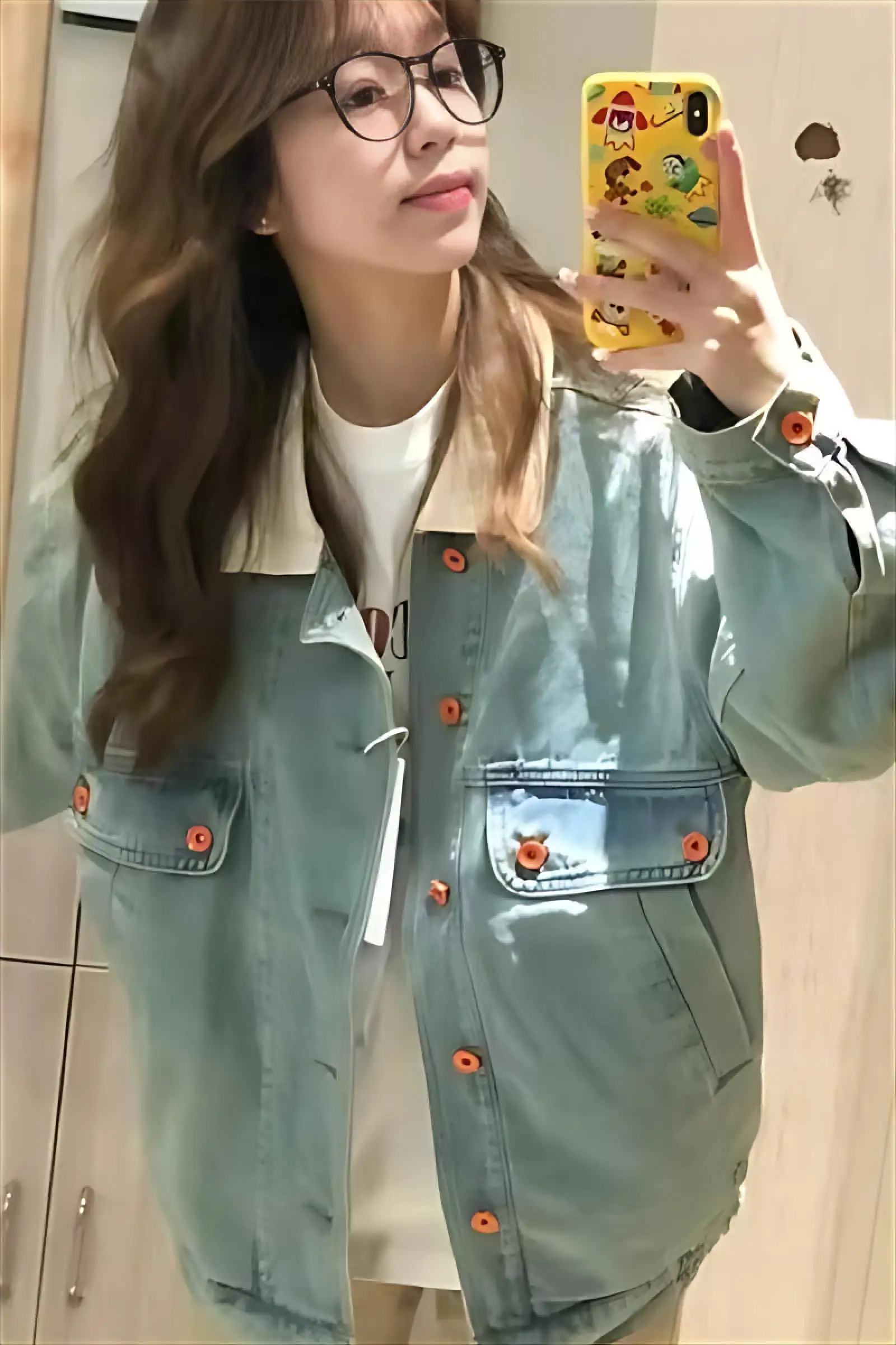 

Denim Coat And Fur Womens Winter Sheepskin Quilted Hooded Button-Embellished Plush Cropped Thicker Drawstring Flap Lined Padded