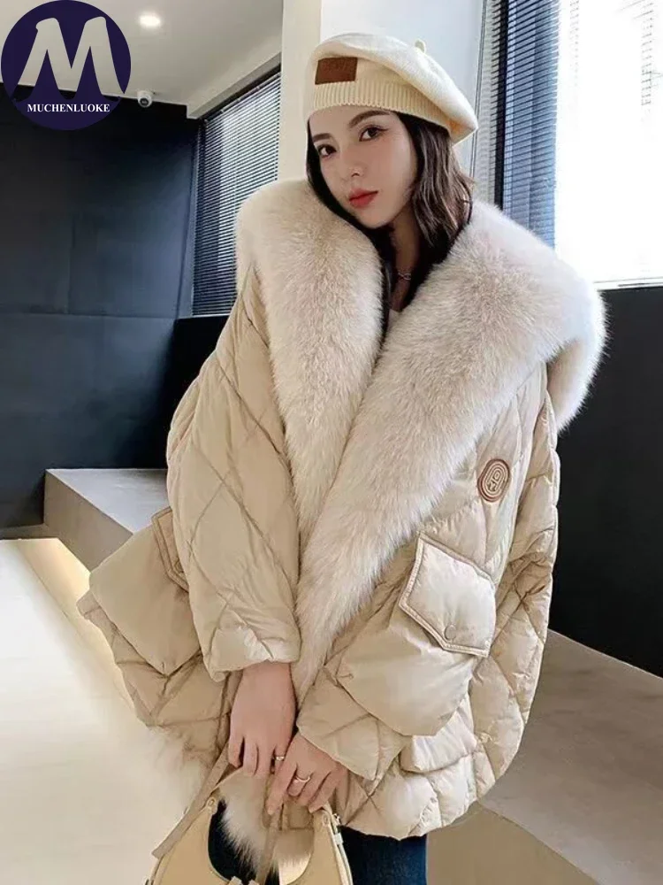 Imagem -02 - Jaqueta de Manga Comprida para as Mulheres Imitação Raposa Cabelo Comprimento Médio Parkas Casual Soltos Cabolsas de Pele Falsa Elegante Moda Outono Inverno Novo