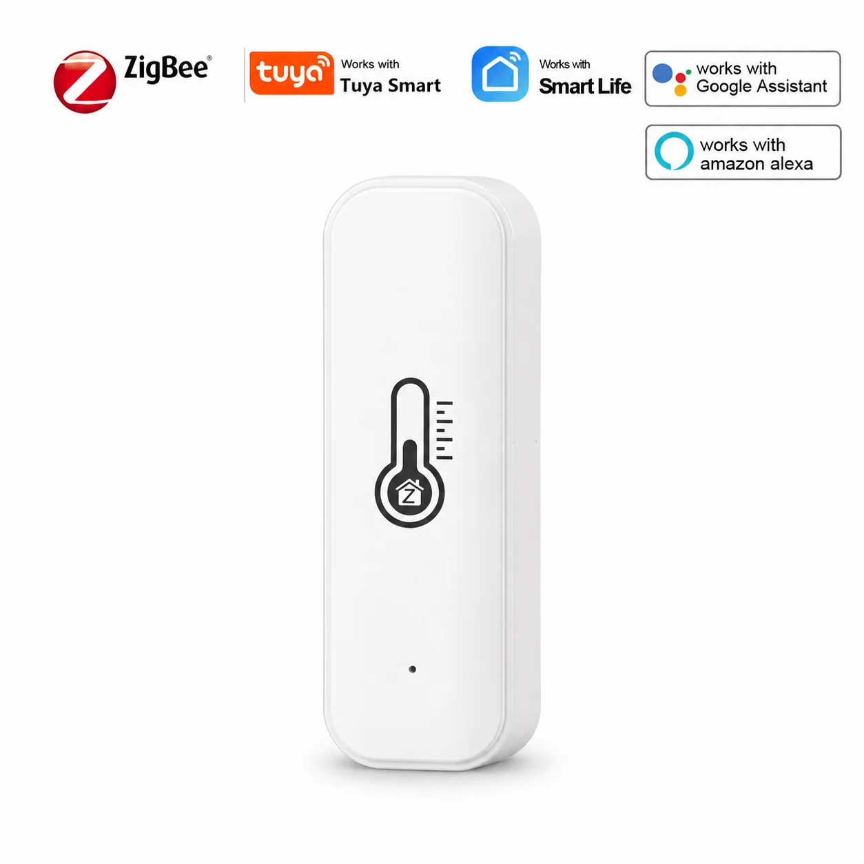 Support Tuya Zigbee Temperature Humidity Sensor Smart Home Device Compatible with Google Home Alexa for Environmental Monitoring