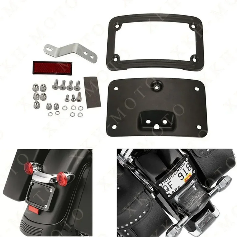 Motorcycle License Plate Mounting Frame Kit for Harley 2005-2014 Softail Deluxe FLSTN,2005-2007 Softail Springer Classic FLSTSC