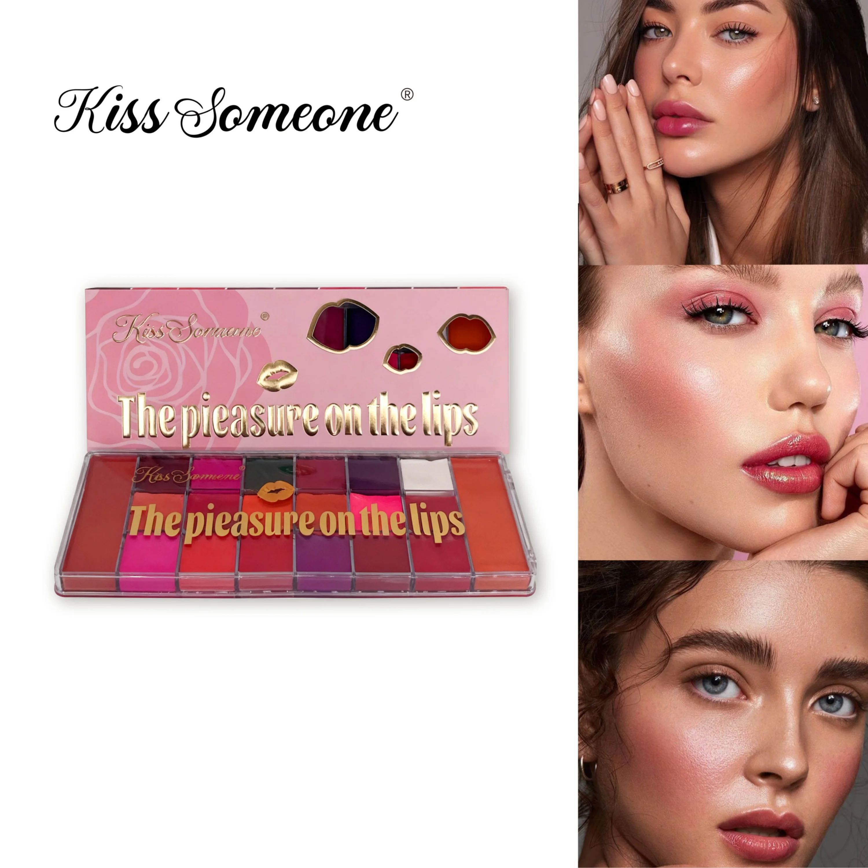 20 Color Lip Color Waterproof Sweat Proof Powder Blusher All-in-One Makeup Plate Matte Color Makeup Mouth Red Lip Glaze
