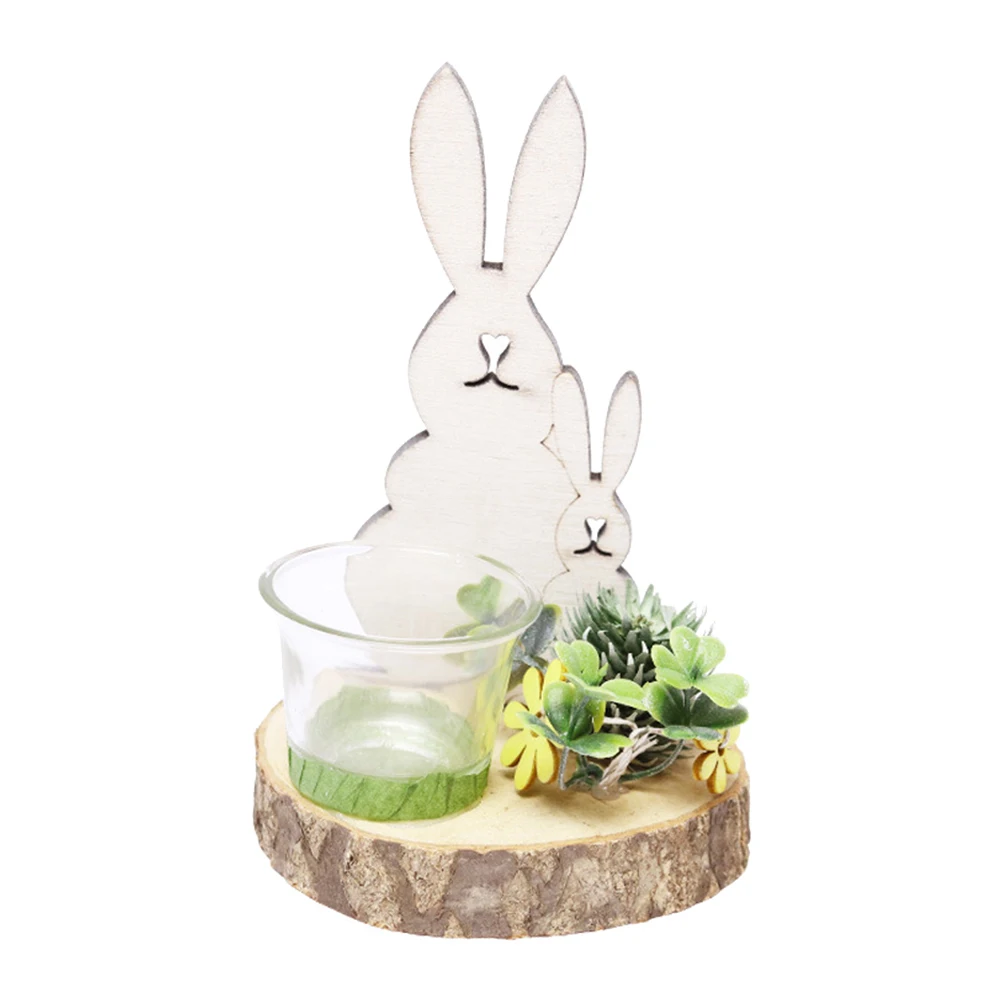 

Wooden Candleholder Nordic Style Glass Material Home Decoration Wedding Banquet Scene Layout Elegant Natural