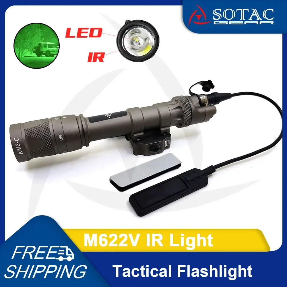 Aluminum M622V IR Flashlight IR Infrared & LED White Function Tactical WeaponLight Fit 20mm Rail SOTAC GEAR