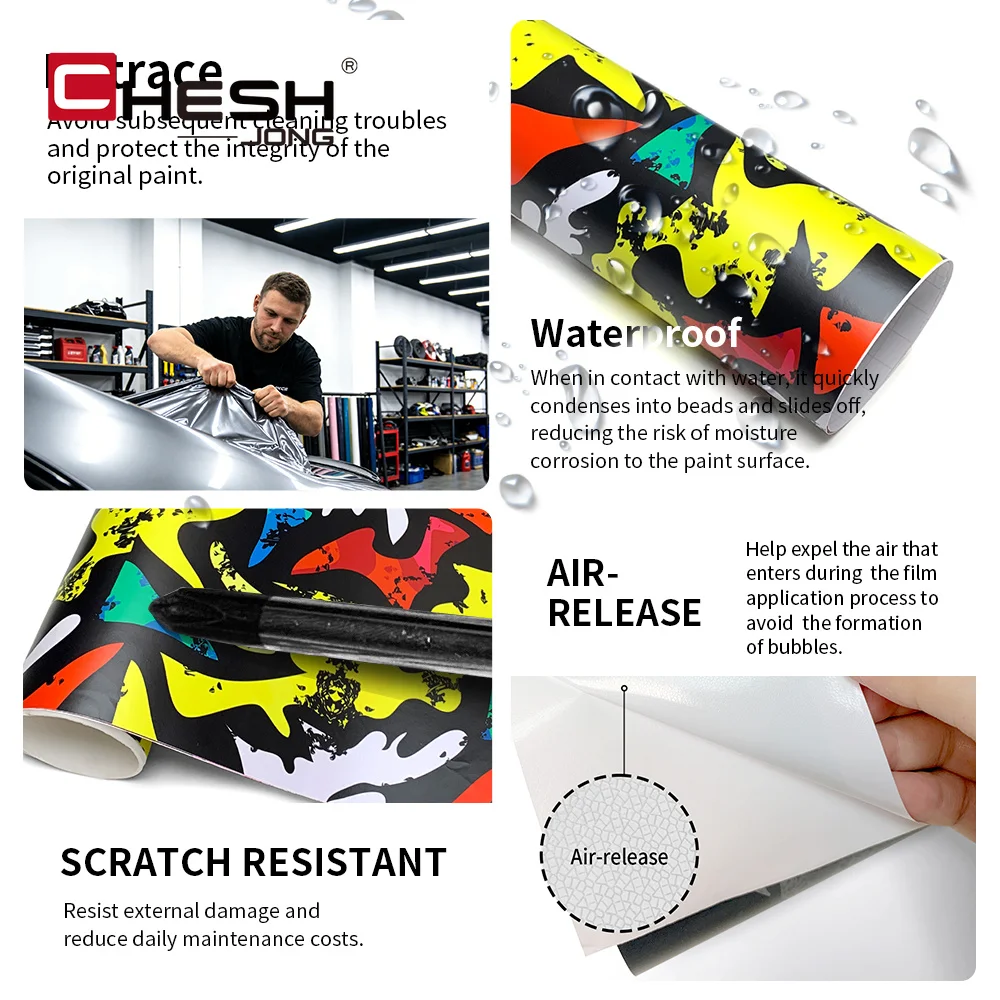 Graffiti psychedelic Graffiti Camouflage Vehicle Wrap Stretch No Residue Anti-Fade Film For Car Laptop Skateboard Custom Decor