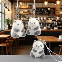 China 2026 New Trend Flocking 3D Panda Lanyard Cute Phone Charms Pendant Kawaii Dinosaur Keychain Earphone Decorations Gifts