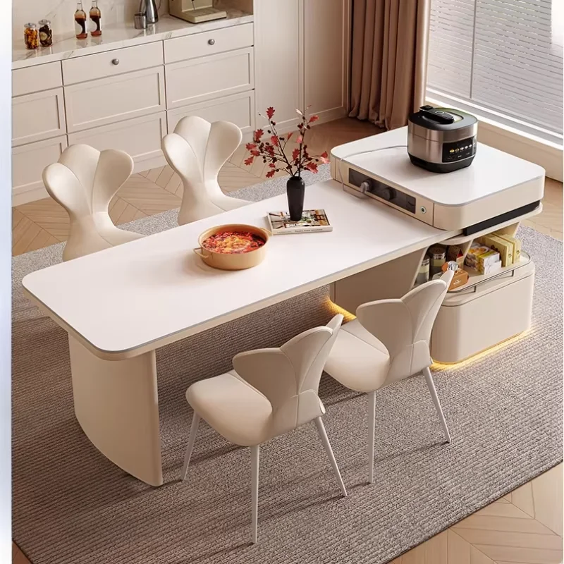 Socket Storage Stove Table Nordic Light Italian Luxury Chairs Dining Tables Kitchen Expandable White Esstisch Home Furniture