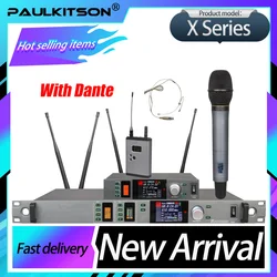 Paulkitson X Series Professional Stage True Diversity Wireless Microphone System 2 Channels With Dante Wireless Microphone