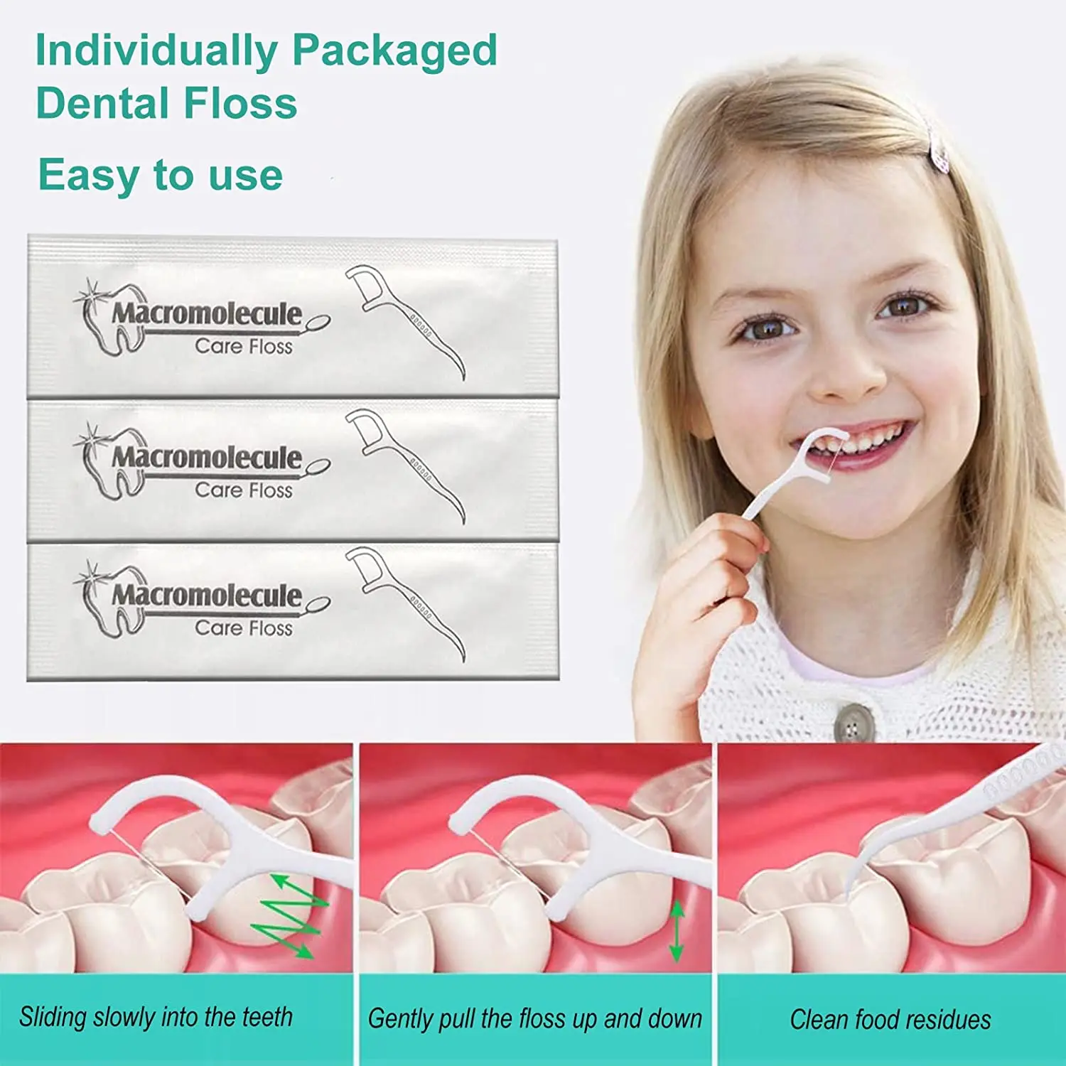 

500Pcs Dental Floss Picks -Thin Thread Tooth Flossers for Adults & Kids | Toothpick Stick Soft on Gum & Teeth |Zero Waste Vegan