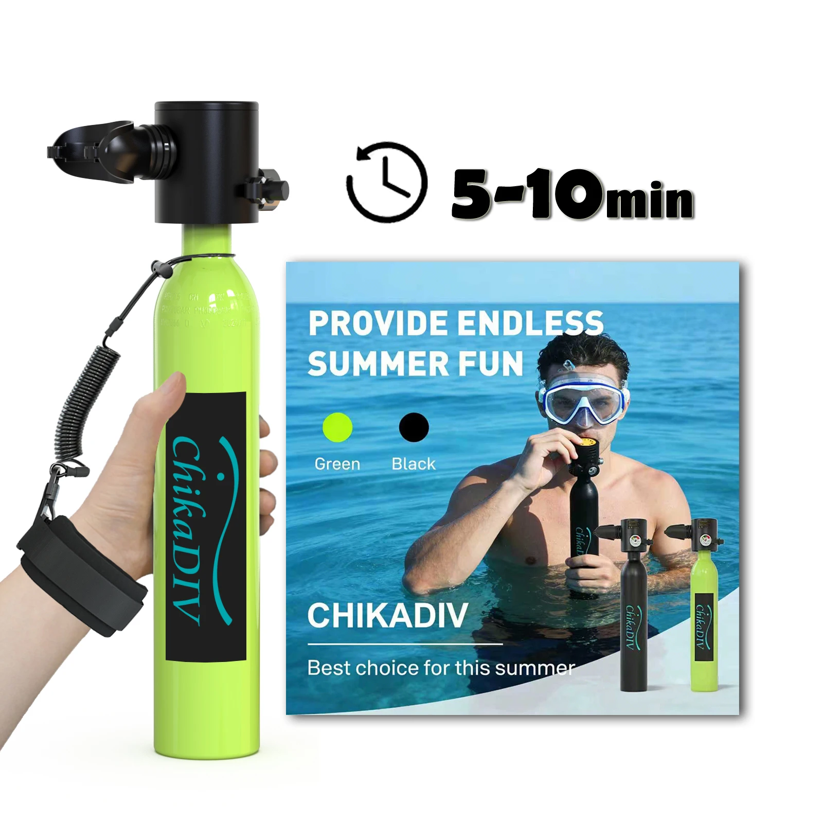 

Баллон для дайвинга ChikaDiv S300 0.5L с веревкой, подходит для использования под водой в течение 5-10 минут, снаряжение для отдыха на открытом воздухе, отличный подарок.