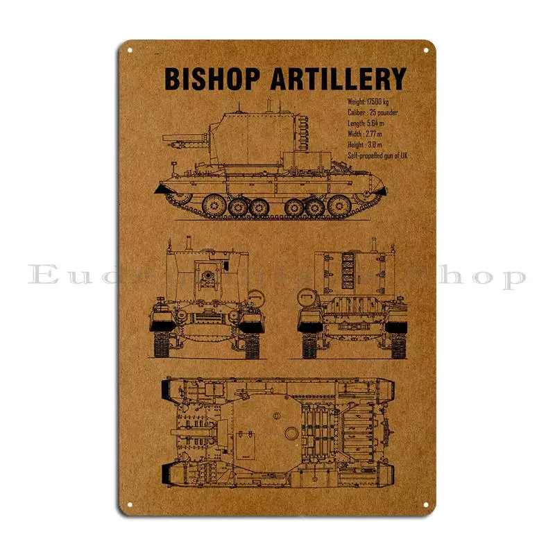 Bishop Artillery Metal Plaque Poster Garage Wall Decor Garage Customized Plaques Tin Sign Poster