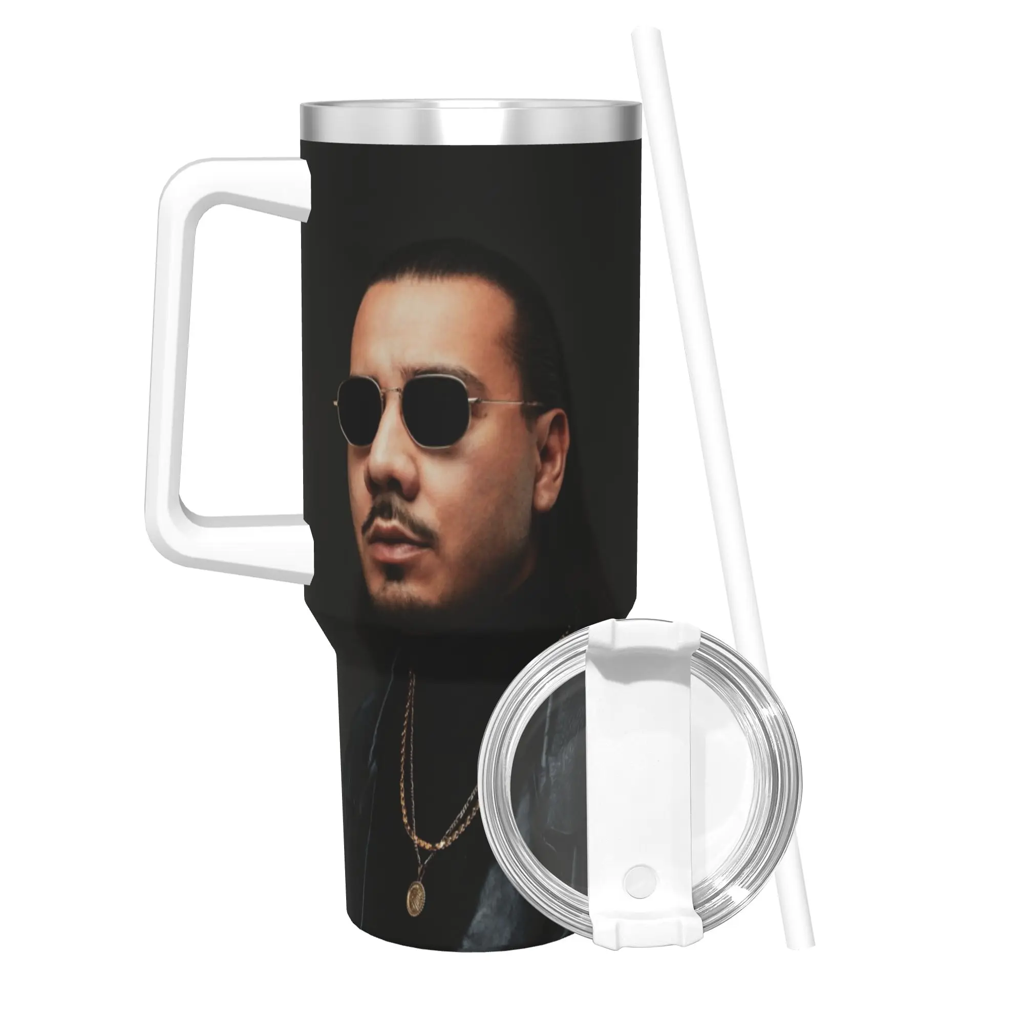 Apache207 Rapper Tumbler With Straw  Stainless Steel Tumblers Mug Double Wall Vacuum Insulated for Cold Or Hot 40oz
