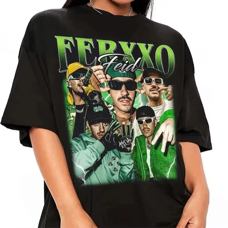 

26 летних футболок унисекс для женщин и мужчин, футболка Feid Ferxxo Rapper Concert Fans, подарок, все размеры