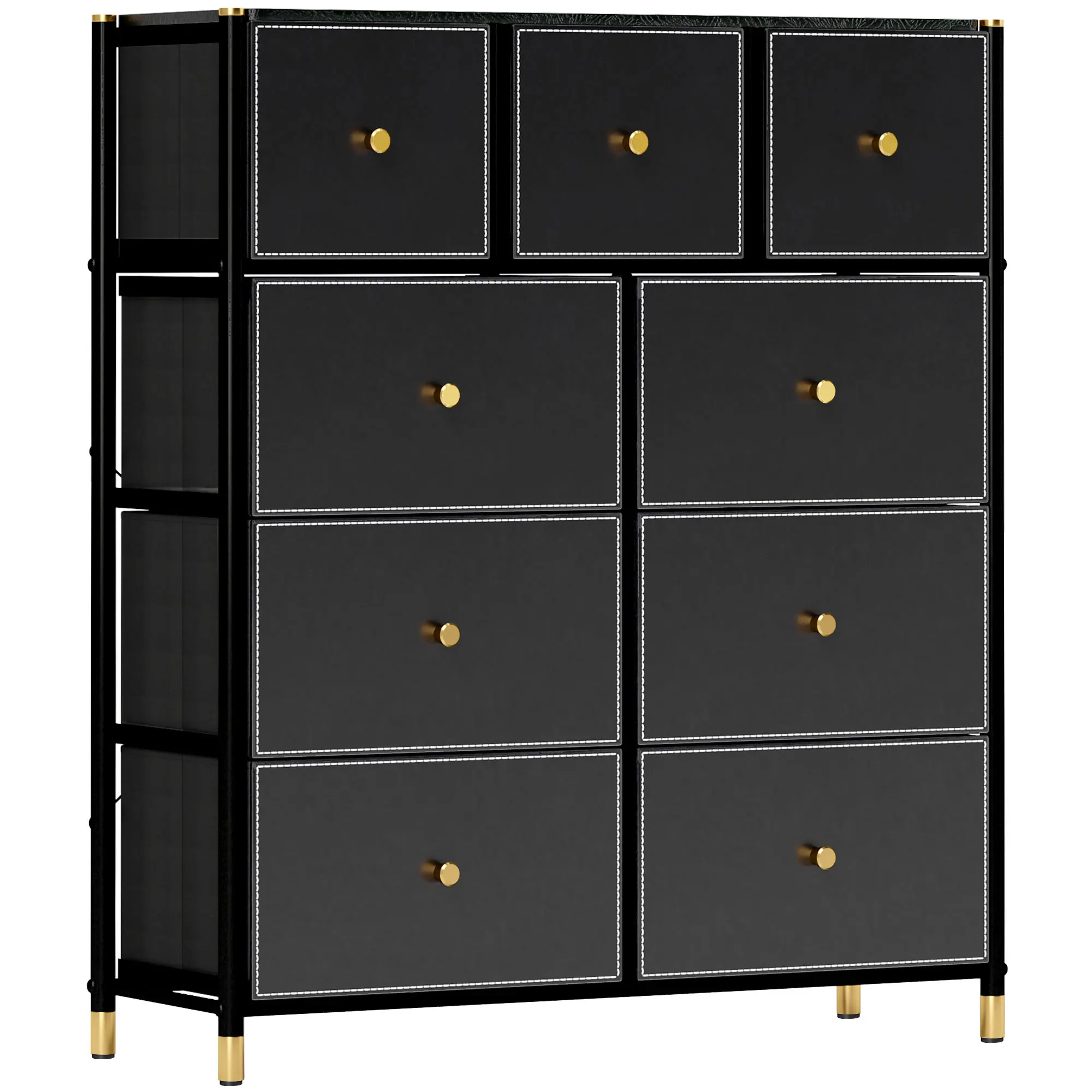 HOMCOM bedroom comfortable with 9 drawers folding black