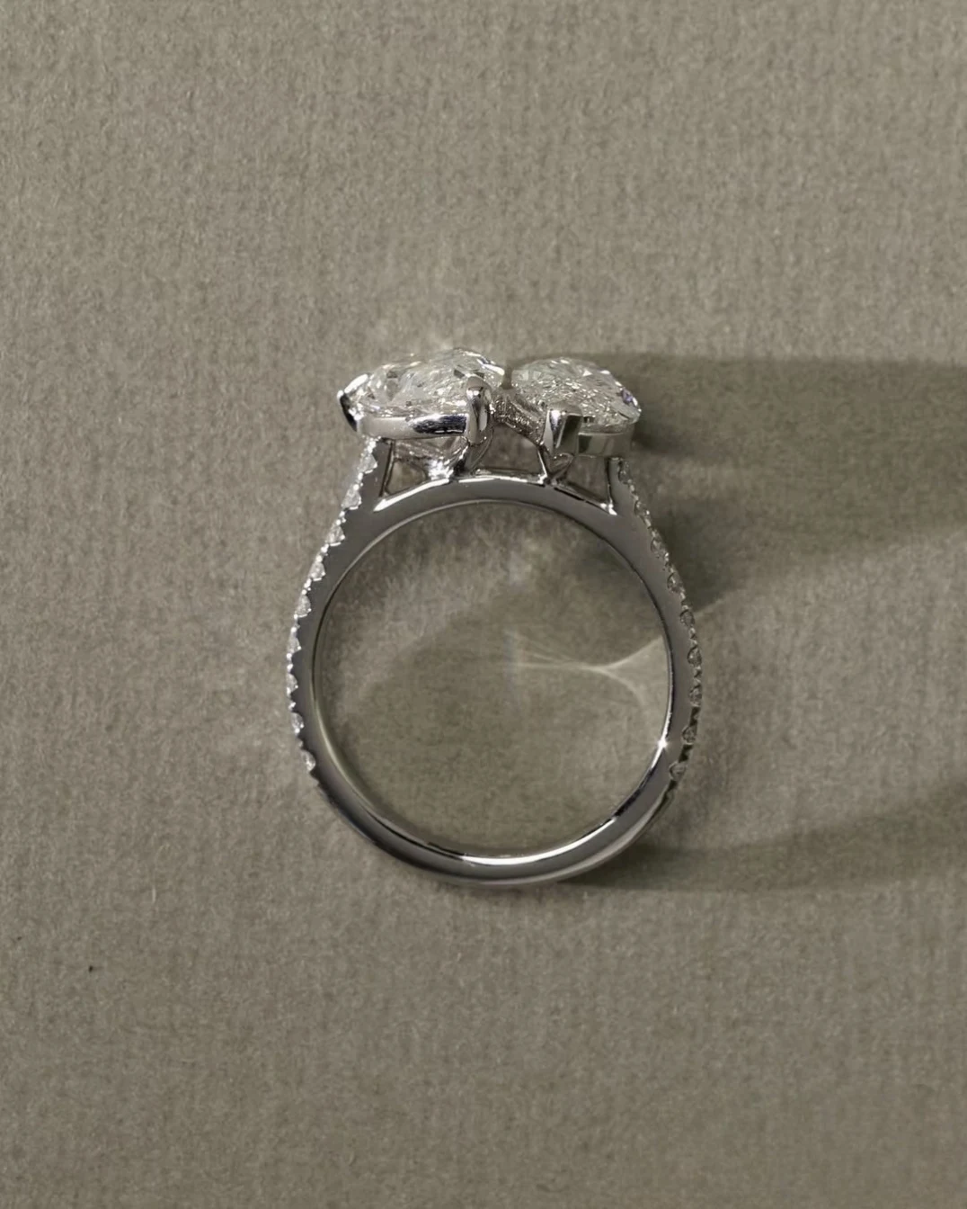 

Custom Double Moissanite & Diamond Ring Set with Certificate, 18K 14K PT950 Designer Wedding Bands for Proposal Anniversary Gift