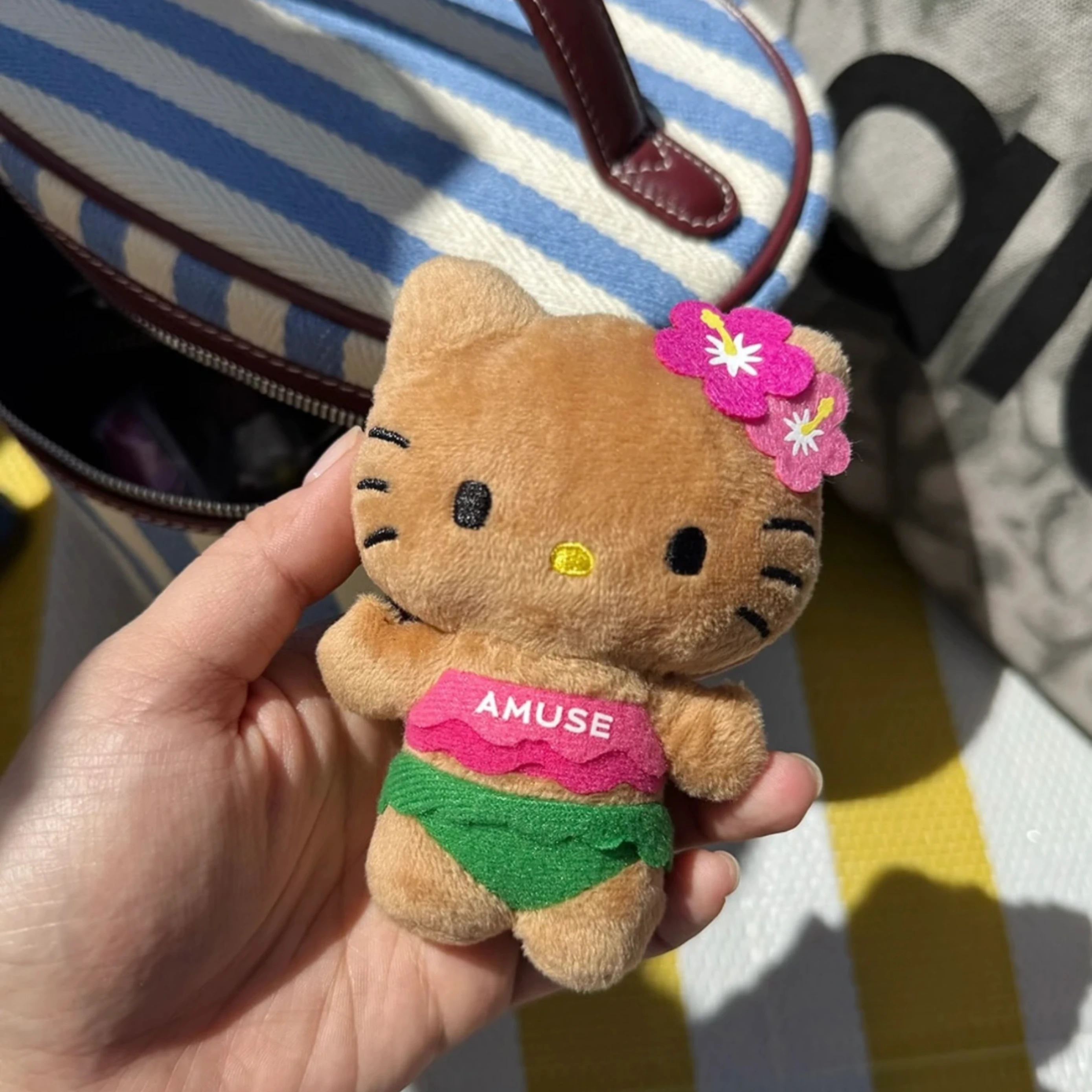 Hellokittys zwart lederen bikini KT pluche pop meisje draagtas retro hanger schattige pop vrouwen speelgoed sleutelhanger cadeau