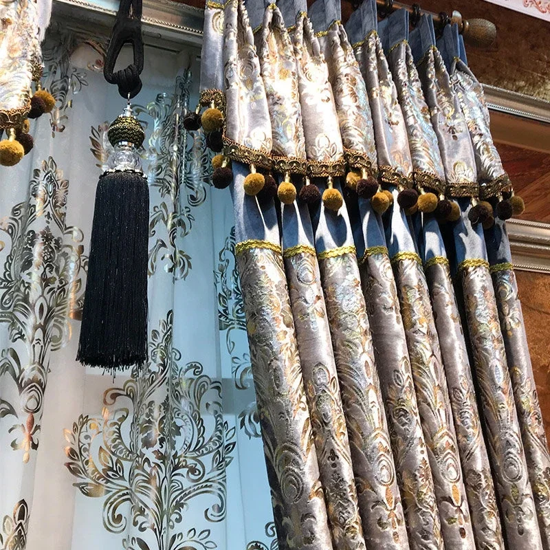 ستائر فاخرة جديدة عالية التظليل على الطراز الأوروبي لغرفة المعيشة وغرفة الطعام ونافذة غرفة النوم على الطراز الفرنسي تخصيص التول الراقية #3