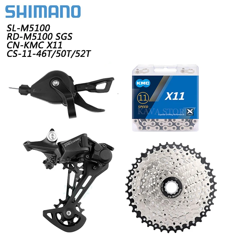 Shimano Deore M5100 11 Speed Groupset MTB Mountain Bike Shifter Rear Dearilleur 46T 50T 52T Cassette K7 Original KMC Chain