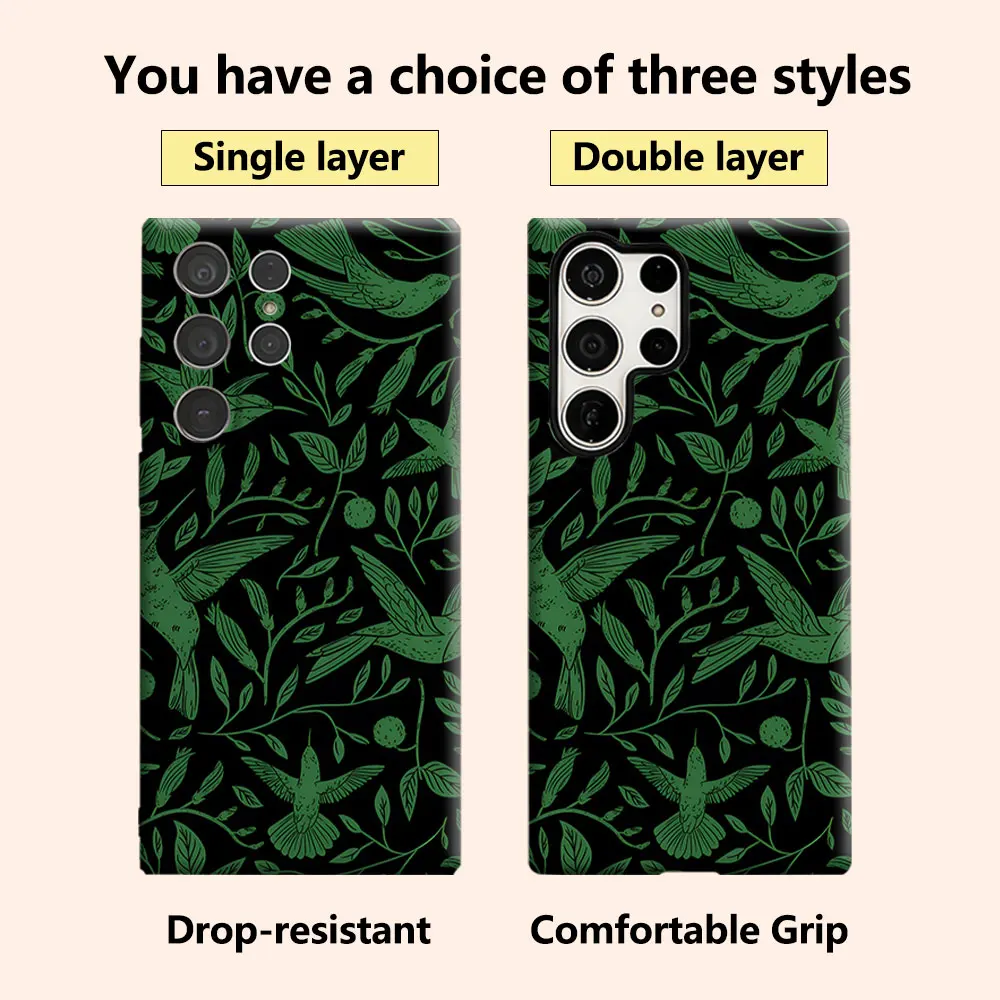 black green hummingbird Luxury Fashion Full Lens Protective Case for Samsung Galaxy S26 S25 S24 A56 A36 Plus Ultra