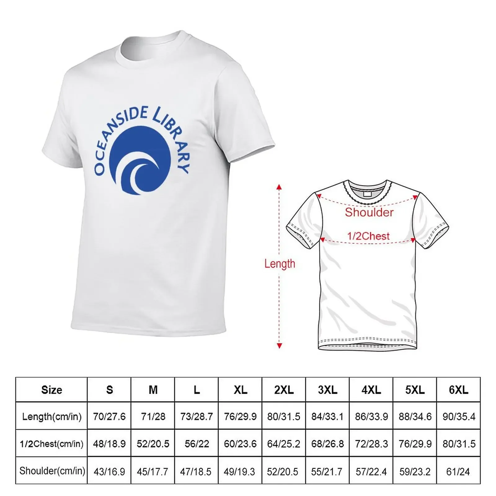 Oceanside Library - Blue Wave Logo T-Shirt vintage t shirts cute tops plus size tops mens designer t shirt