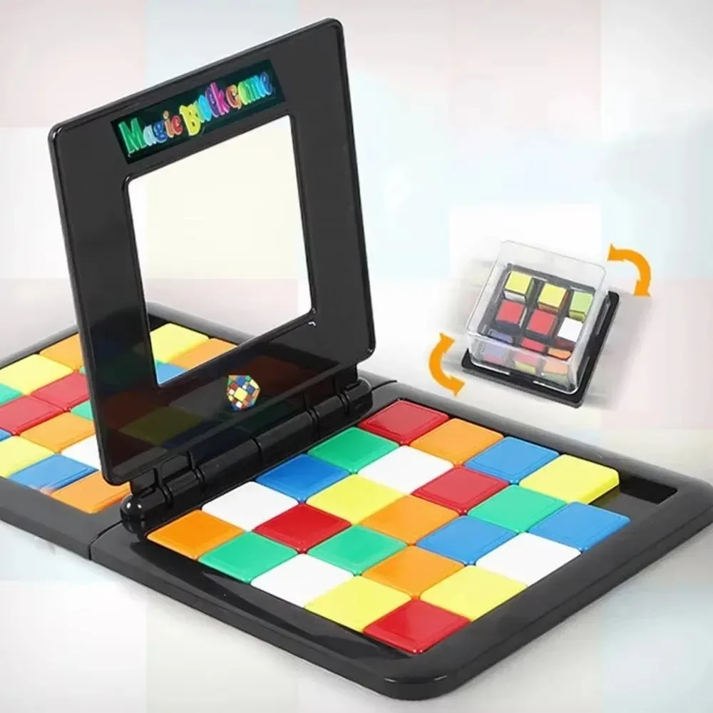 Colorful sliding puzzle cube two-player battle Klotski, fun educational brain teaser toy for kids' logical thinking
