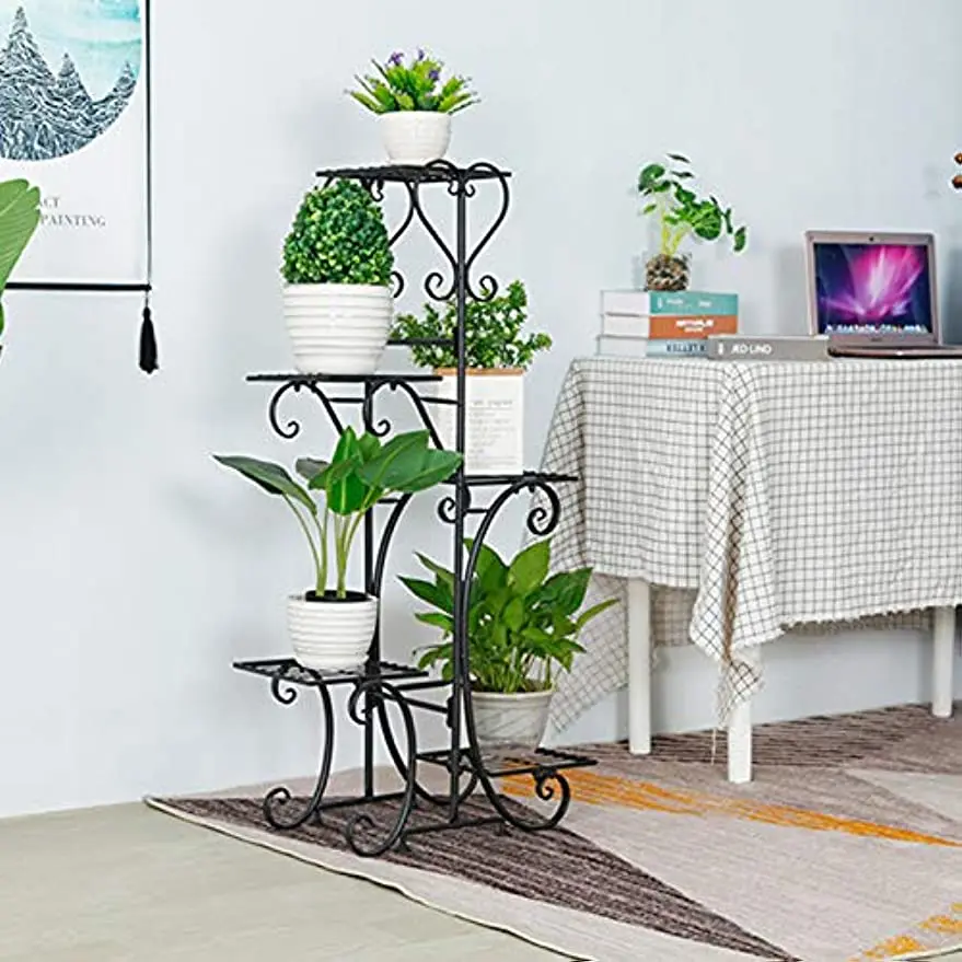 

5 Tier Plant Stands Indoor Metal Plant Shelf Stand Flower Pots Holder Outdoor Multilayer Potted Planters Display Rack Storge