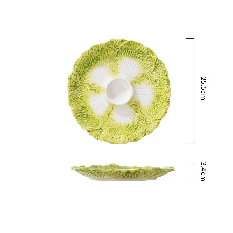 Dumpling plate with vinegar dish, home ceramic vegetable plate, butterfly breakfast partition plate, creative