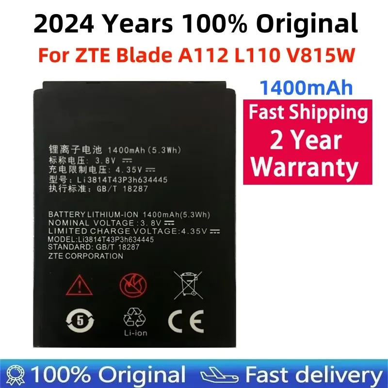 3.8V 1400mAh Li3814T43P3h634445 For ZTE Blade L110 A112 V815W For MTC Smart Start Battery