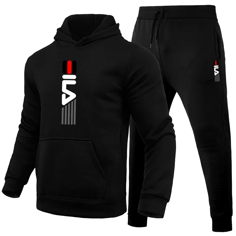 Mens Activewear Set Plain Hooded Sweatshirt Track Pants Urban Fashion Casual SportswearWinter Home Outdoor Comfort Outfit