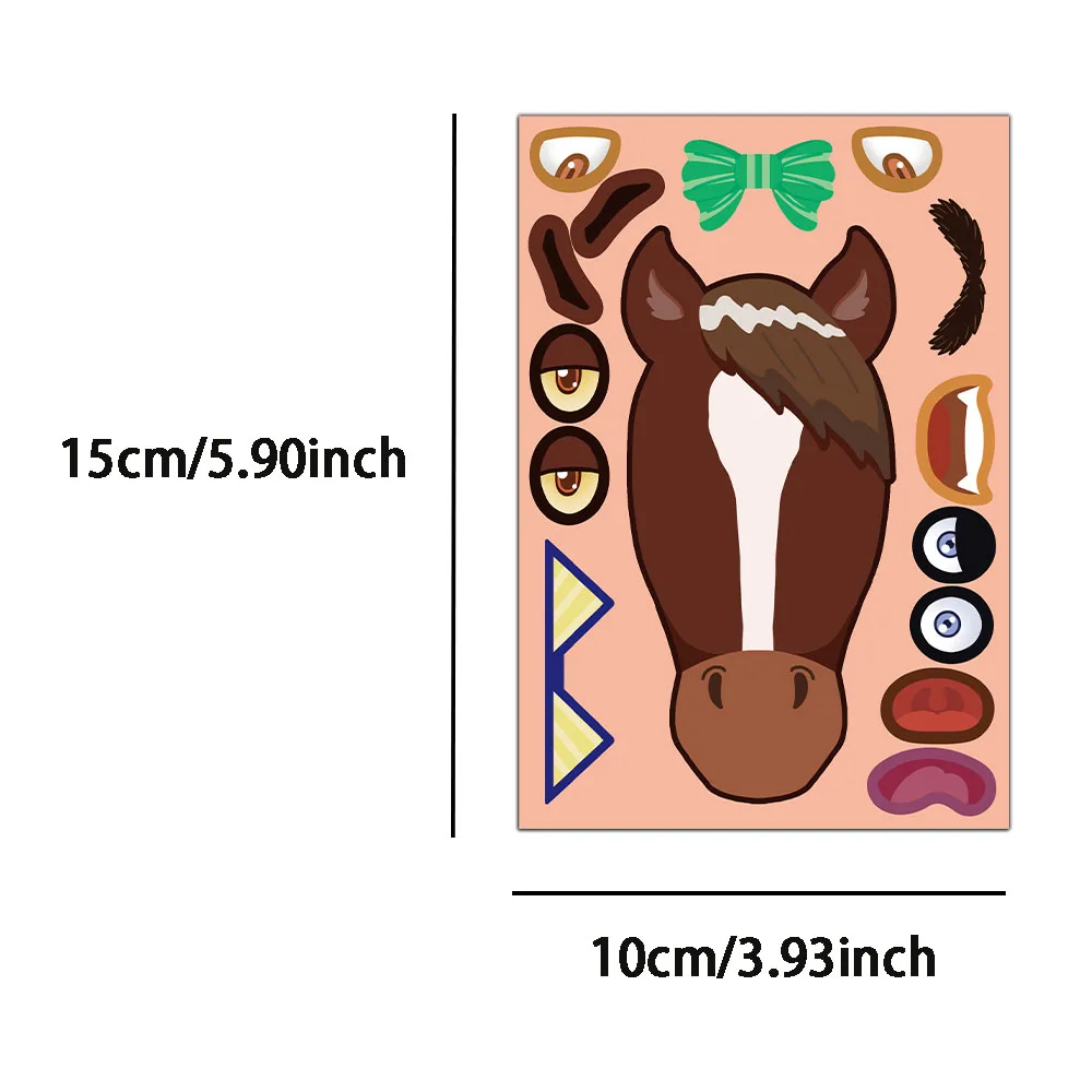 8PCS Animal Horse Coffee Horse Brown Horse Puzzle Stickers Cartoon Face Stickers DIY Creative Table Decoration Stickers
