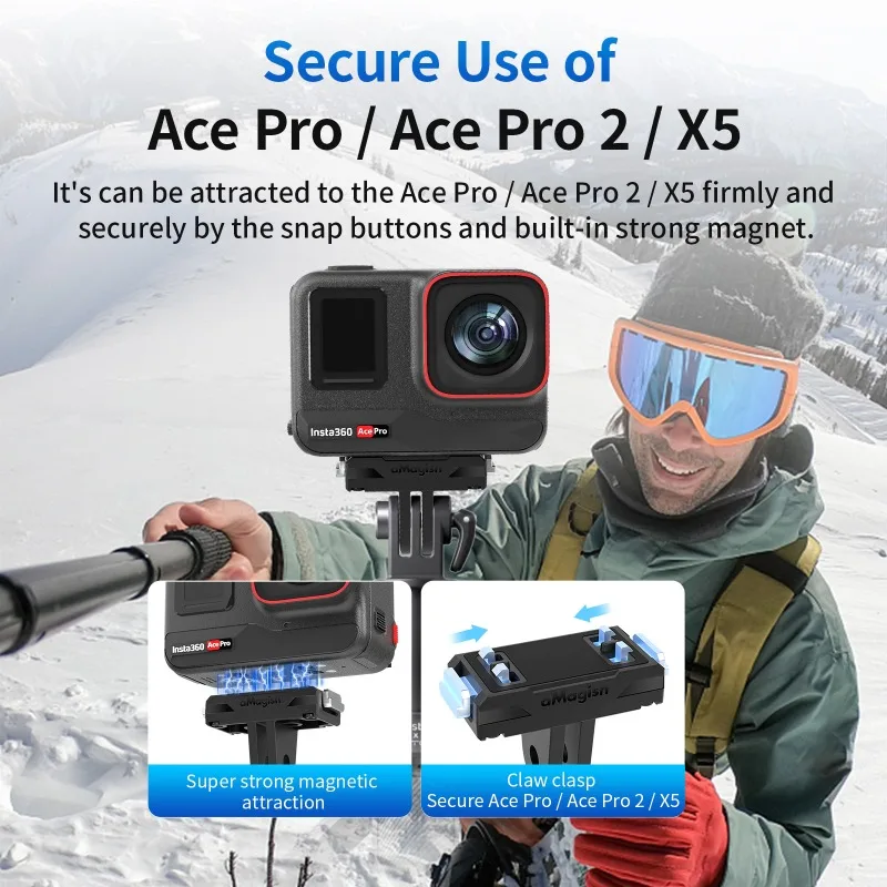 1Pcs aMagisn Magnetic Quick Release Mount ABS Plastic Portable Sports Camera Accessory for Insta360 Ace/Ace Pro