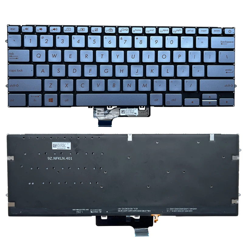 Laptop Backlit Spanish US Silver Keyboard For ASUS ZenBook 14 UX431 UX431F UX431FN X431FA UM431 S431 U4500F Spain Keyboards
