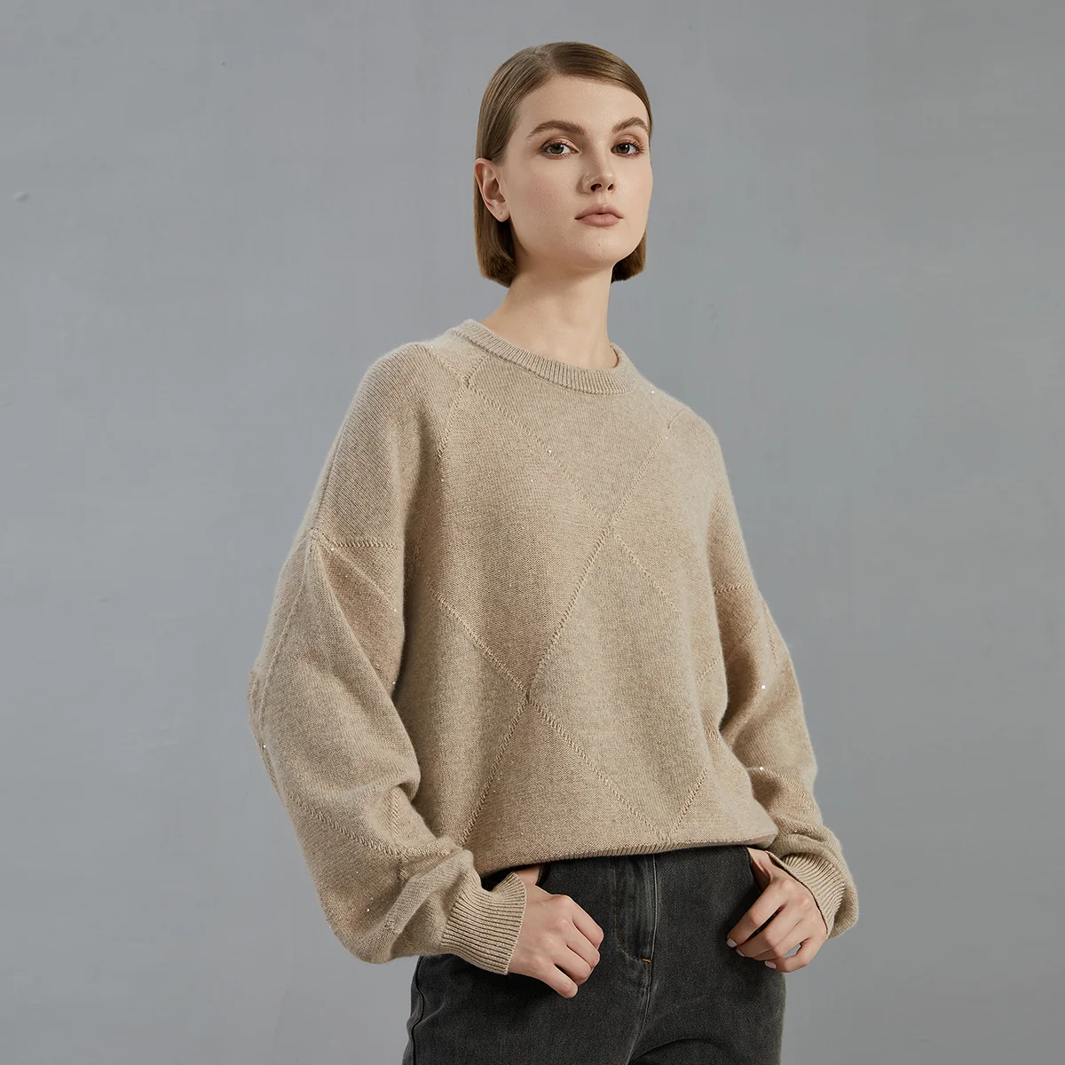 BC819 High Quality Luxury Women's Clothing 100% Cashmere thick Pullover Knitted Sweater winter