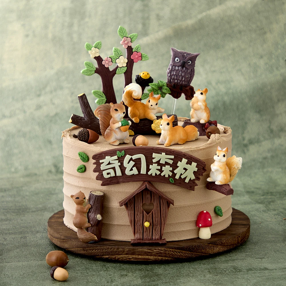 

Cartoon Squirrel Animals Silicone Molds Forest Series Small House Cake Mousse Baking Tool Chocolate Fondant Silicone Mold