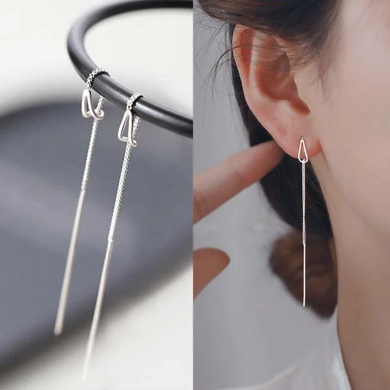 Mode Box Kette Quaste Tropfen Ohrringe für Frauen lange baumeln Ohrring Piercing Linie Zubehör dünne Mini trend ige Ohrschmuck