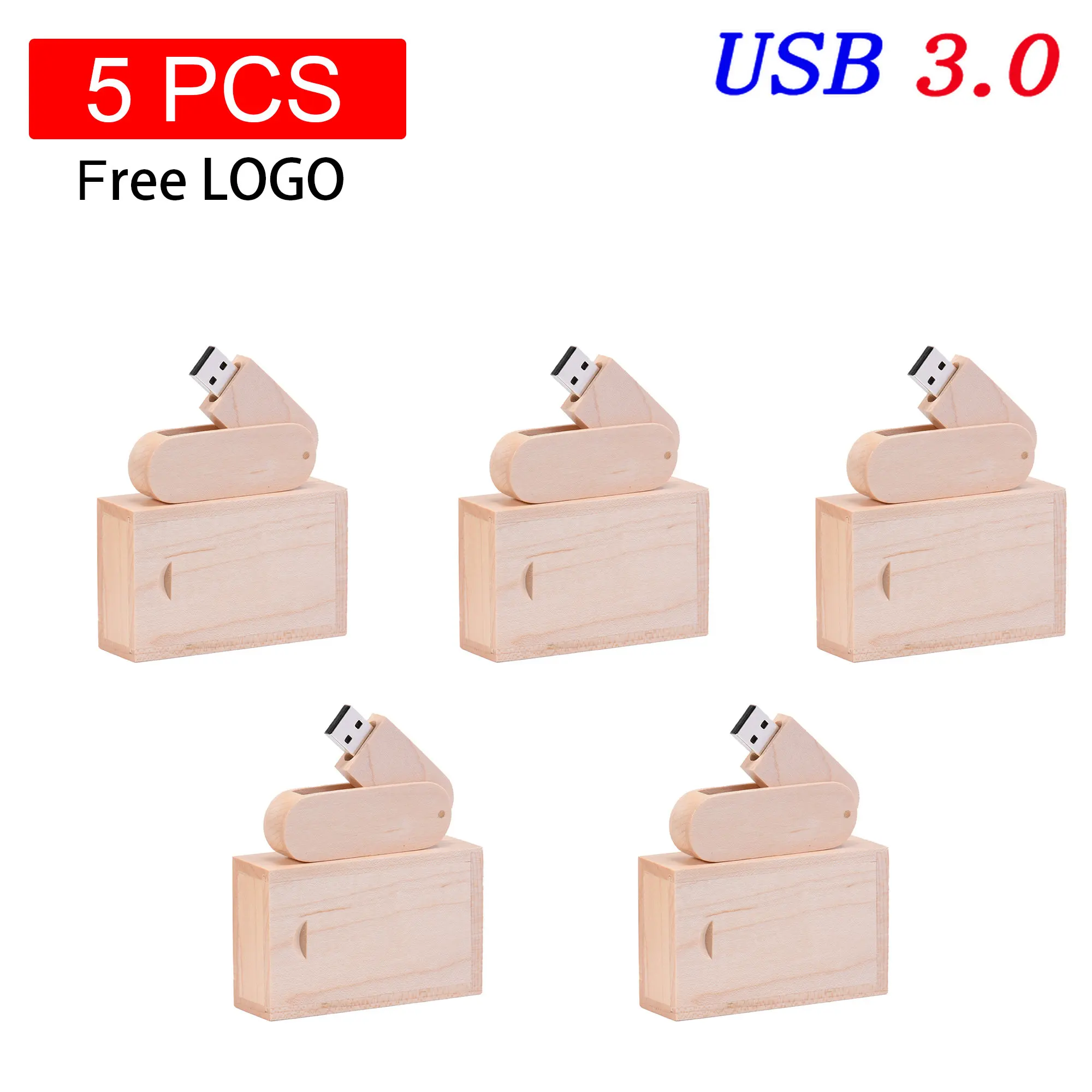 5PCS/LOT High Speed USB 3.0 Flash Drives 128GB Wooden With Box Memory Stick 64GB Free LOGO U Disk 32GB Wholesale Pen Drive 16GB