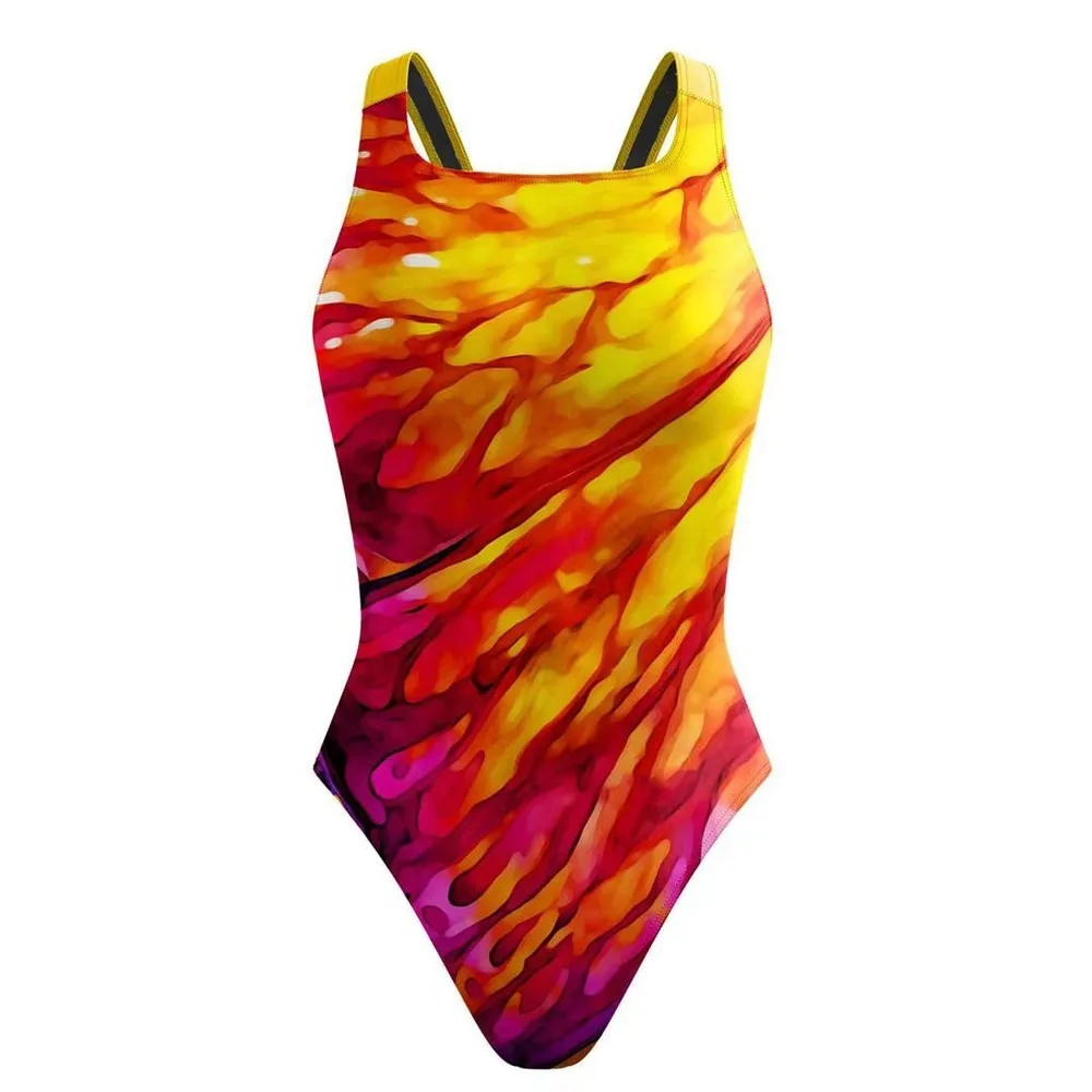Women's One Piece Bikini Digital Print Swimwear Tight Fit Racing Swimwear Female Athletic Bathing Suit Brazilian One Piece Swimw